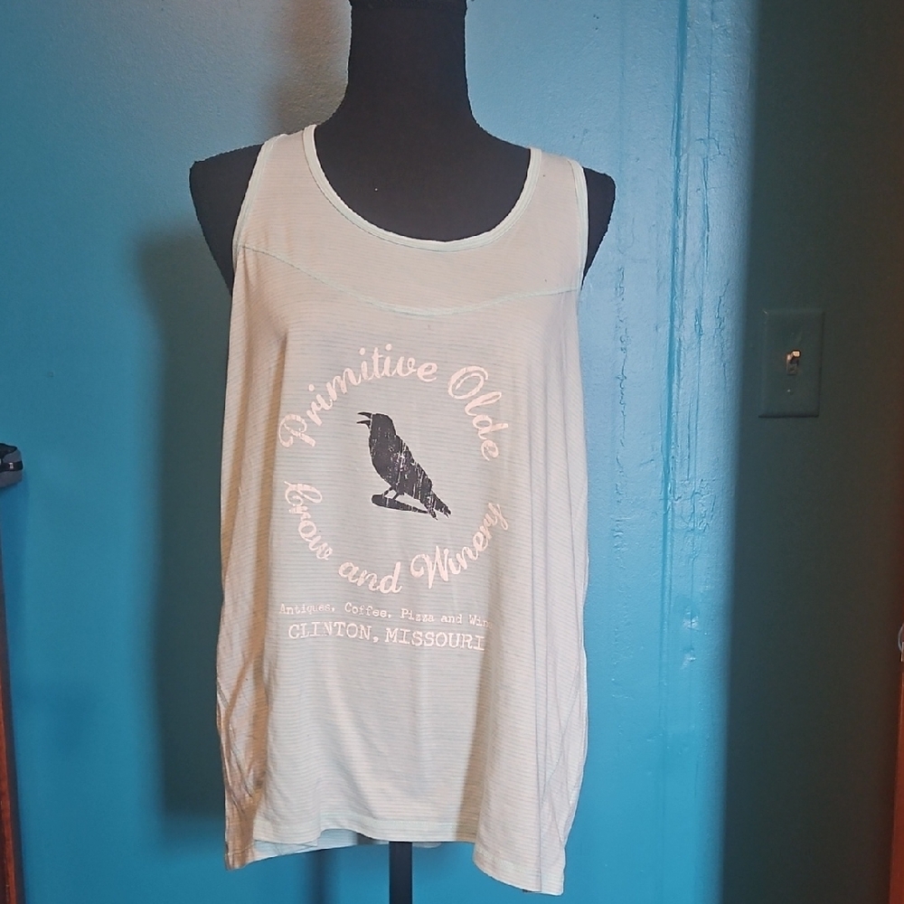 boxercraft Cream Tank Top with Black Raven Graphic
